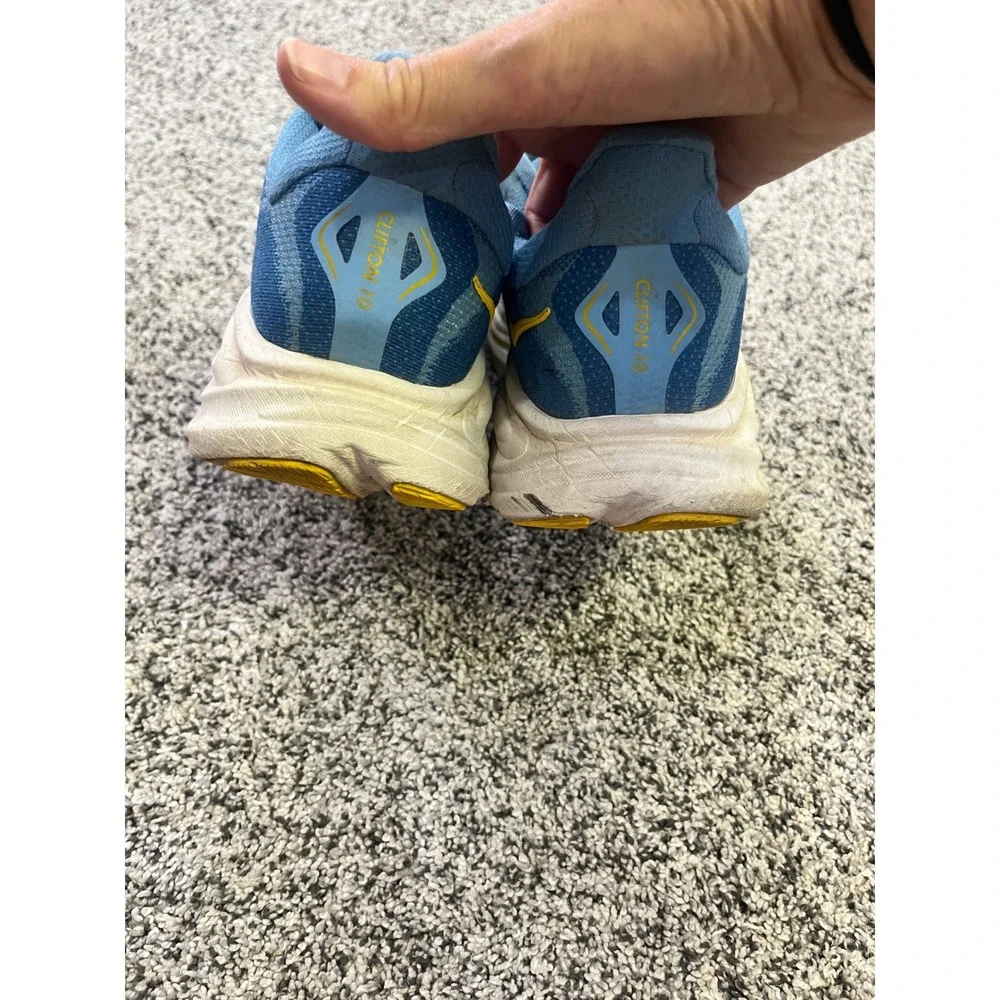 Hoka One One Clifton 10 Mens 9.5 D Blue Yellow Road Running Shoes